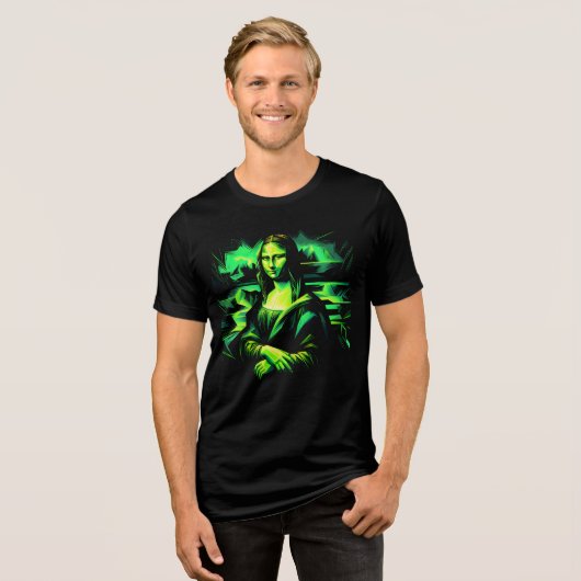 Neon groene kleur Mona Lisa Tri-Blend Shirt (Voorkant volledig)