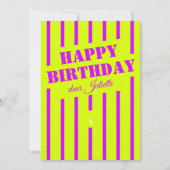 Neon groene lila gelukkige verjaardagsgroet auto (Voorkant)