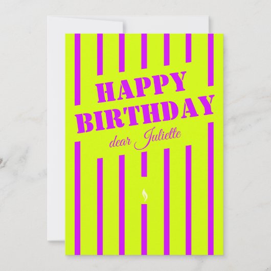 Neon groene lila gelukkige verjaardagsgroet auto (Voorkant)