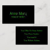 Neon Groene Make-up Artiest Salon Stijlvol Eenvoud Visitekaartje (Voorkant / Achterkant)