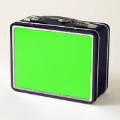 Neon groene metalen lunchbox met zwarte afwerking (Achterkant)