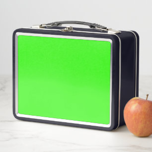 Neon groene metalen lunchbox met zwarte afwerking