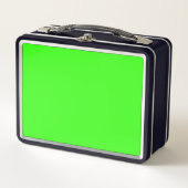 Neon groene metalen lunchbox met zwarte afwerking (Voorkant)