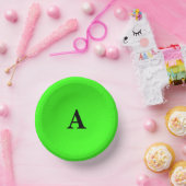 Neon Groene Monogram Initiaal Wit Moderne Papieren Kommen (Feest)