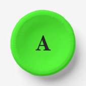 Neon Groene Monogram Initiaal Wit Moderne Papieren Kommen (Voorkant)