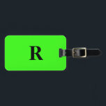Neon Groene Monogram Naam Aangepaste Huwelijkscade Bagagelabel<br><div class="desc">Monogrammed initiaal en ook persoonlijke details zoals naam,  adres,  telefoonaantal en e-mail allen die u kunt uitgeven. Ontworpen met aantrekkelijke effen groene neonkleurachtergrond,  kunt u de kleur desgewenst wijzigen. Cool reiscadeauidee voor hem of haar.</div>