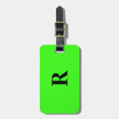Neon Groene Monogram Naam Aangepaste Huwelijkscade Bagagelabel (Voorkant verticaal)