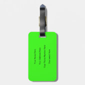 Neon Groene Monogram Naam Aangepaste Huwelijkscade Bagagelabel (Achterkant verticaal)
