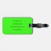 Neon Groene Monogram Naam Aangepaste Huwelijkscade Bagagelabel (Achterkant horizontaal)