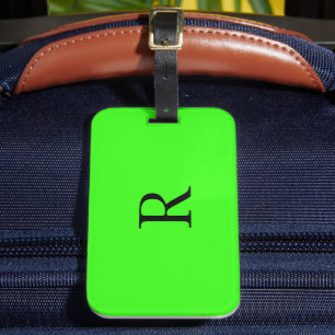 Neon Groene Monogrammen Bruiloft Verjaardag Gift F Bagagelabel