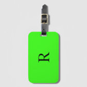 Neon Groene Monogrammen Bruiloft Verjaardag Gift F Bagagelabel (Voorkant (verticaal))
