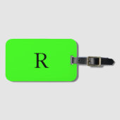 Neon Groene Monogrammen Bruiloft Verjaardag Gift F Bagagelabel (Voorkant (horizontaal))