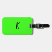 Neon Groene Monogrammen Script Bruiloft Gift Favor Bagagelabel (Voorkant horizontaal)