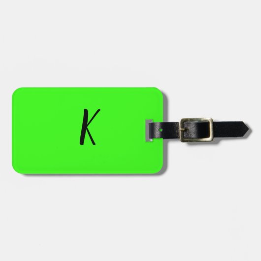 Neon Groene Monogrammen Script Bruiloft Gift Favor Bagagelabel (Voorkant horizontaal)