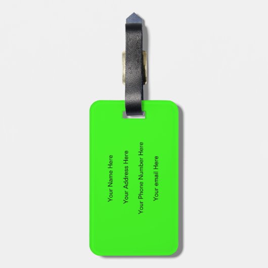 Neon Groene Monogrammen Script Bruiloft Gift Favor Bagagelabel (Achterkant verticaal)