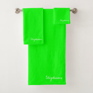 Neon groene naam moderne elegante monogram boho bad handdoek