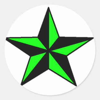 Neon Groene Nautische Ster Sticker Ronde