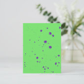 Neon Groene Paarse Splotches Briefkaart (Staand voorkant)