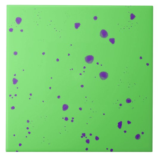 Neon Groene Paarse Splotches Tegeltje (Voorkant)