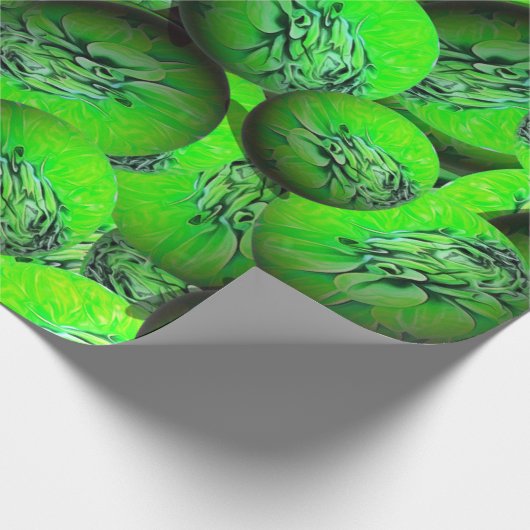 Neon groene planeten - patroon in 3D optica Cadeaupapier (Hoek)