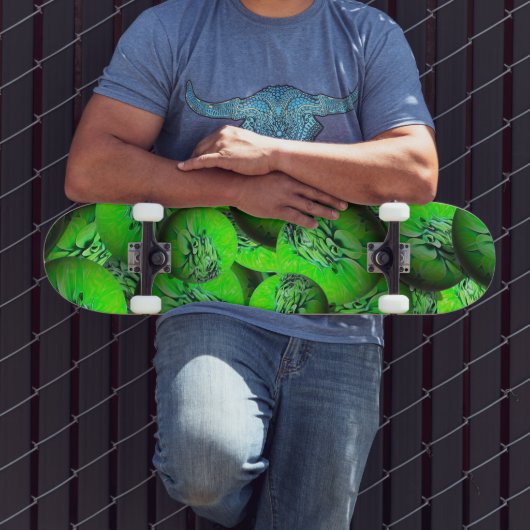 Neon groene planeten - patroon in 3D optica Persoonlijk Skateboard (Buiten 3)