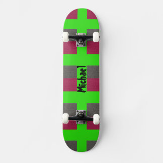 Neon Groene Preppy Skateboard Gesimuleerde Rood Gr