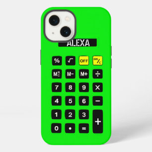 Neon groene rekenmachine met toetsenbord iPhone 13 hoesje