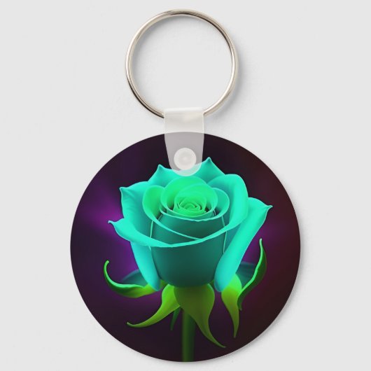 Neon Groene Roos Sleutelhanger (Voorkant)
