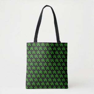 neon groene schedel tote bag