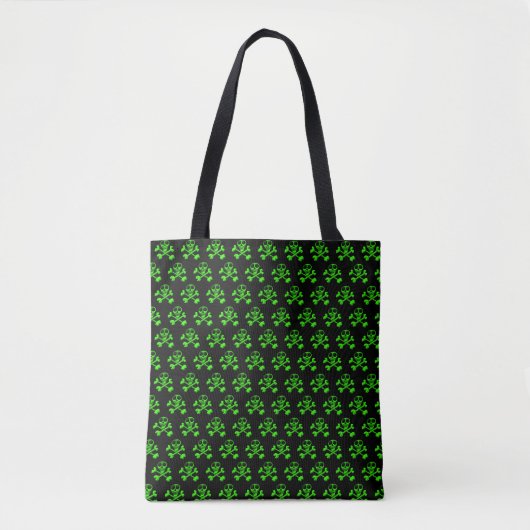 neon groene schedel tote bag (Voorkant)