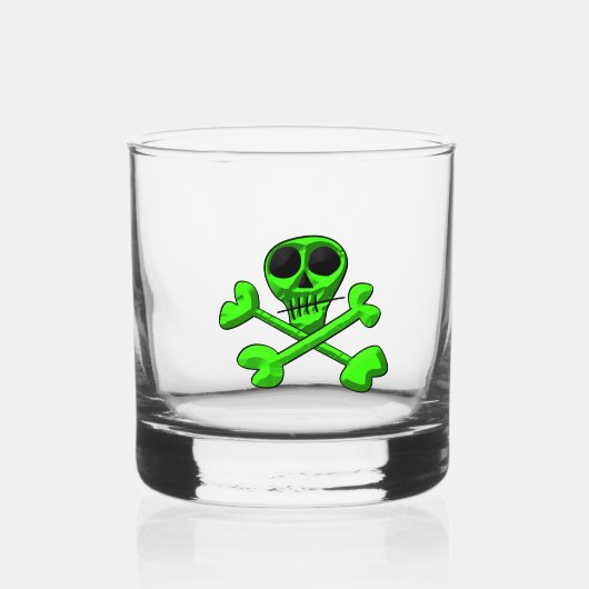 neon groene schedel whisky glas (Voorkant)