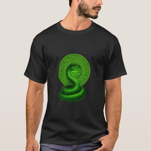 Neon Groene Slangen Mandala T-Shirt (Voorkant)