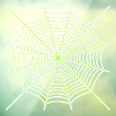 Neon groene spinnenweb Halloween decoratie Raamsticker (Vel 3)
