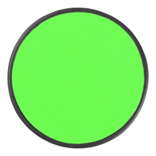 Neon Groene Stevige Kleur | Klassiek Hockey Puck (Voorkant)