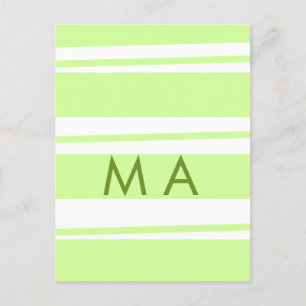Neon groene strepen Griekse patroon letter monogra Briefkaart