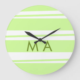 Neon groene strepen Griekse patroon letter monogra Grote Klok