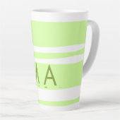 Neon groene strepen Griekse patroon letter monogra Latte Mok (Rechterhoek)