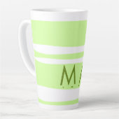 Neon groene strepen Griekse patroon letter monogra Latte Mok (Linkerhoek)