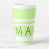 Neon groene strepen Griekse patroon letter monogra Latte Mok (Voorkant)