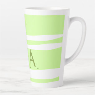 Neon groene strepen Griekse patroon letter monogra Latte Mok