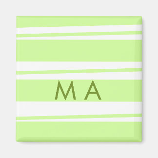 Neon groene strepen Griekse patroon letter monogra Magneet