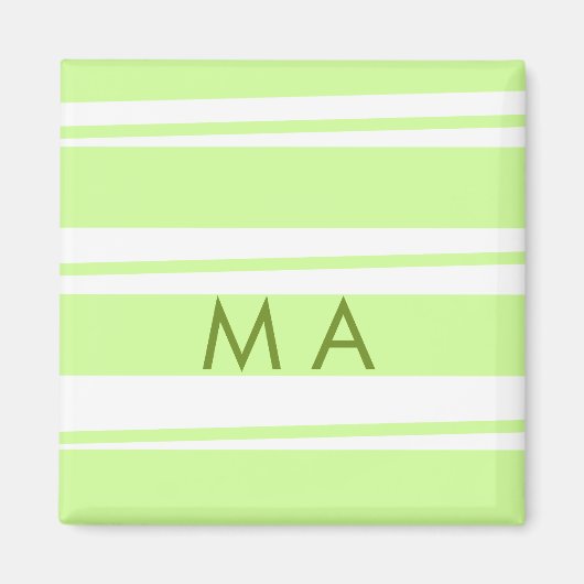 Neon groene strepen Griekse patroon letter monogra Magneet (Voorkant)