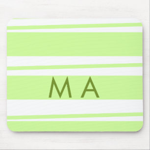 Neon groene strepen Griekse patroon letter monogra Muismat