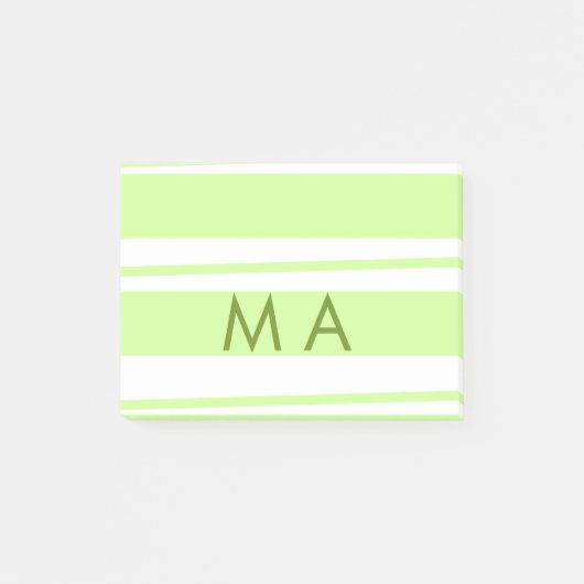Neon groene strepen Griekse patroon letter monogra Post-it® Notes (Voorkant)