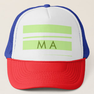 Neon groene strepen Griekse patroon letter monogra Trucker Pet