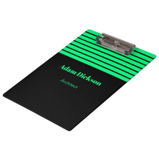 Neon groene strepen zwart klembord (Gekanteld)