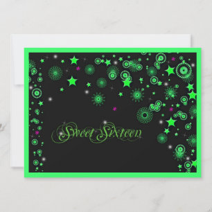 Neon groene Sweet Sixteen uitnodiging