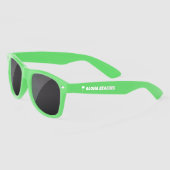 Neon groene Wayfarer zonnebril met palmboom logo (Links)