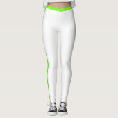 Neon Groene Zijstreep Witte Leggings Aangepaste Kl (Voorkant)