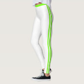 Neon Groene Zijstreep Witte Leggings Aangepaste Kl (Links)